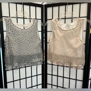 Mine Bundle Floral Crop Tops - Blue and Cream